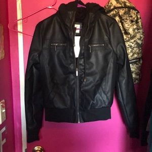 Black leather jacket